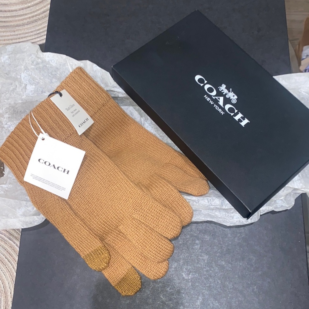 Brown Coach Tech Gloves
